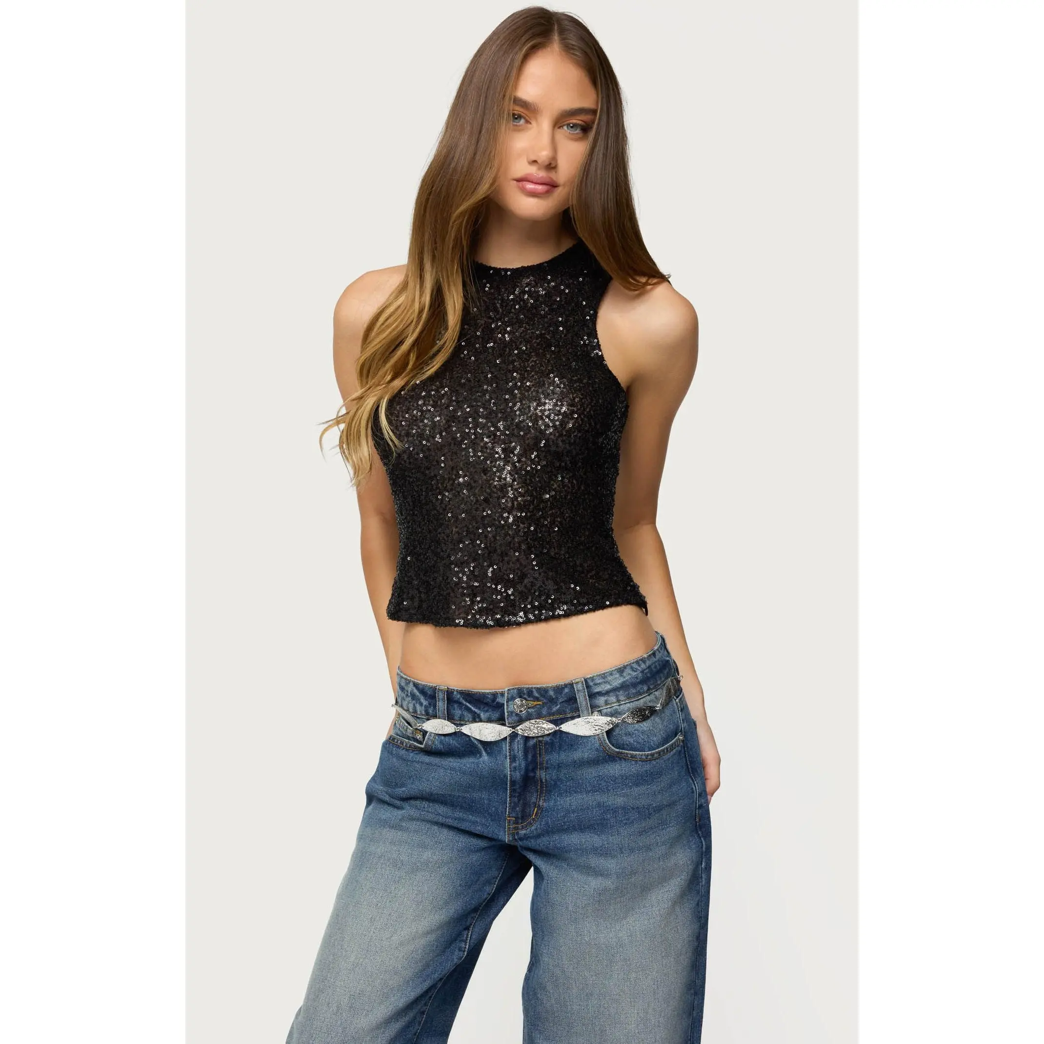 Edikted Women's Alexander Sequin Top