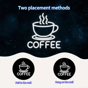 USB-Powered Dimmable COFFEE Logo LED Neon Sign - 5V2A, 10 Brightness Levels, Multi-Color Coffee Cup Design for Home, Bar, Man Cave, Parties - Unique Gift for Coffee Lovers, Coffee Bar Accessories, Party Decoration, Modern Decor, Button Control Lighting