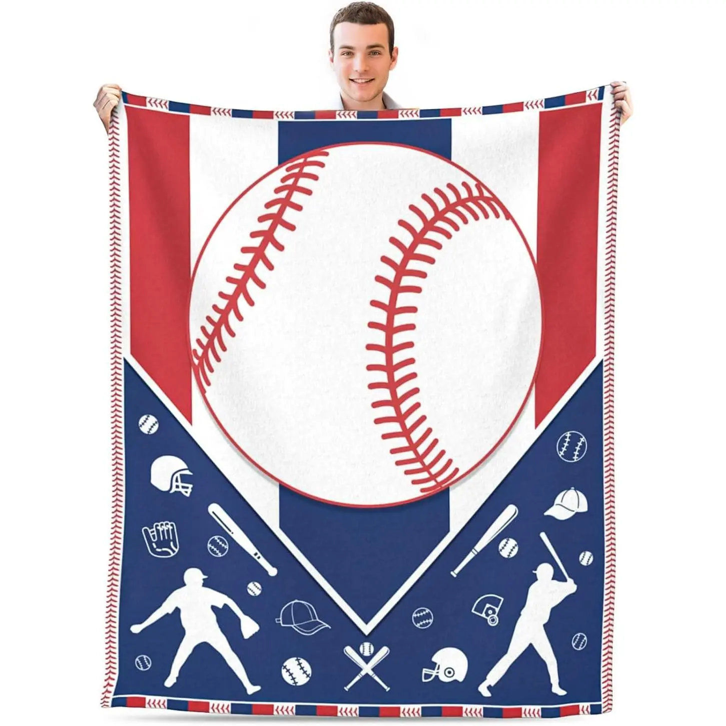Baseball Blanket Gifts, Baseball Throw Blanket for Boys Baseball Team Coach Gift, Soft Flannel Baseball Blanket for Baseball Lovers Birthday