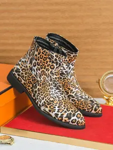 Men's Fashion Leopard Print Slip on Boots, 2024 New Style Casual Comfortable Boots for Daily Wear, Fashion Shoes for Party, Daily Clothing Decor for Men