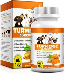 Uruses Turmeric Curcumin for Dogs, Hip & Joint Support, Heart Health Support, Immune System Booster, Dog Joint Supplement for All Ages Breeds & Sizes, 180 Chewable Tablets, Peking Duck Flavor
