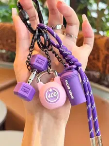 Energetic Sports-Style Dumbbell Water Bottle Keychain, Stylish Handmade Woven Multifunctional Water Bottle Bag Backpack Accessory - The Perfect Gift For Fitness Enthusiasts, Suitable For All Occasions