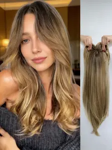 🎁22 Inch Straight Hair Topper with Bangs | Premium Kanekalon Synthetic Hair | Clip-In for Thinning Hair | Natural Volume & Realistic Look | Everyday Confidence in a Snap!