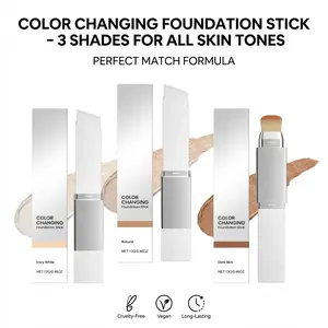 Color-Changing Foundation Stick 2-in-1 with Built-in Brush – Creates Smooth, Flawless Matte Finish & Natural Look