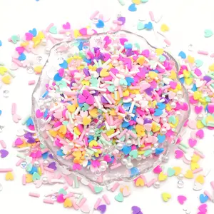 50g Polymer Clay Sheets & Faux Crystal Pearls Beads, Heart Shape Soft Clay Pieces, No Scent, DIY Slime Decorations, Nail Art, Crafts