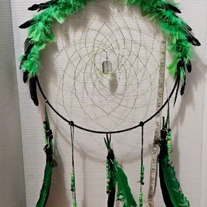 Green/Black Dreamcatcher - Hanging Home Decor macrame homedecor