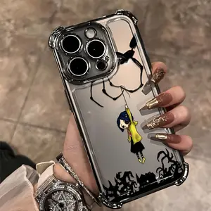 Anime Popular C-Coraline New Design Pattern Mobile Phone Case for iPhone 17 Air 17 Promax 16 Plus 15 14 13 12 11 Pro Max Plus Luxury Transparent Soft TPU+PC Back Cover Shockproof Protective Casing Anti-Drop Full Score Impact Dispersal