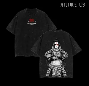 "The First Hokage" Hashirama Senju Founding "Konoha" x Naruto Anime Double Printed Washed Tee Unisex Oversize Anime Manga Lightweight Cotton T-Shirt, Gift For Anime Fan Lover , Hashirama Fan