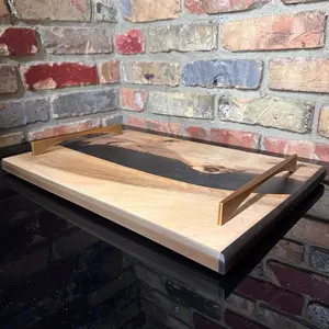 English Walnut Epoxy Flow Charcuterie Board/Serving Tray - Wooden Design with professional finish, Ideal for Plates