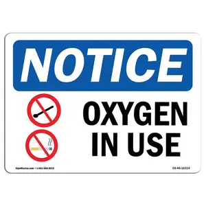 SignMission  OSHA Notice Sign - Oxygen in Use