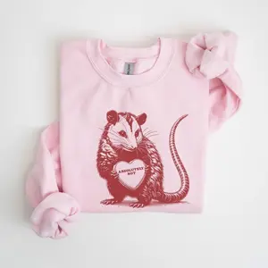 Possum Valentines Sweatshirt Funny Valentine Sweater Absolutely Not Opossum Meme Sweater Vintage Animal Heart Crewneck Possum Lover Gift