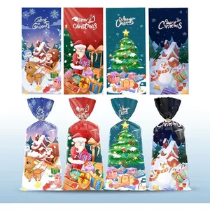 Transparent Christmas Candy Bags, Transparent Christmas Gift Bags, Candy and Snack Bags with Twist Ties, Ideal for Christmas Party Supplies - Pack of 50