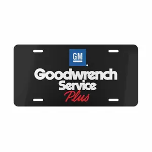 GM Goodwrench Service Plus Aluminum License Plate, Auto Garage Vanity Front Tag 12x6