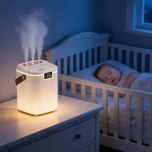 2L Smart Cool Mist Humidifier - 3 Nozzles, 4 Modes, Super Quiet, Automatic for Bedroom, Office, Plants & Travel, with Night Light & Auto Shut-off