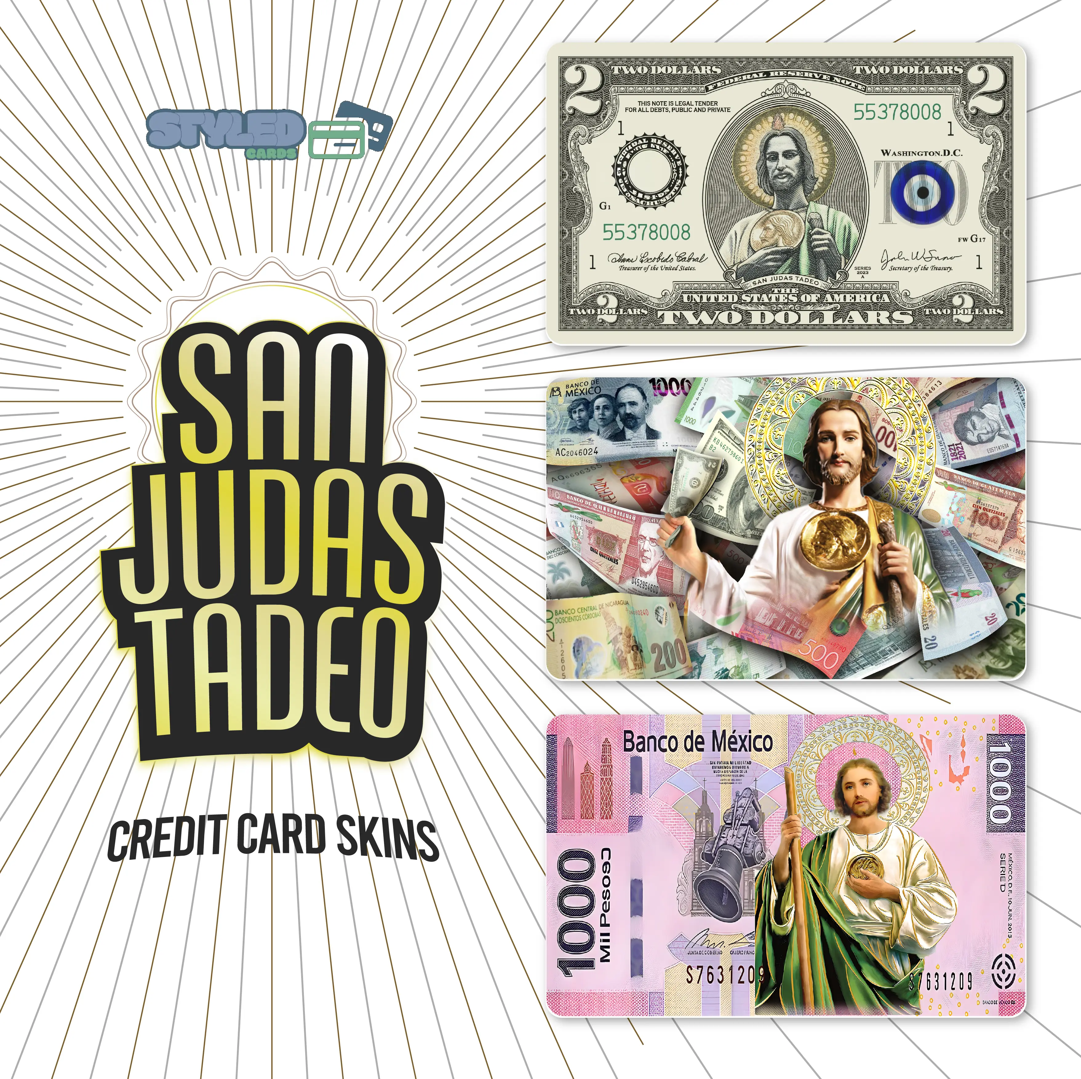 san judas rectangular stickers high quality vinyl