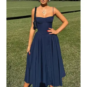 Women's Plain Backless Bodycon Dress, Elegant Spaghetti Strap Sleeveless Dress for Party Club Holiday, Ladies Summer Clothes, Formal Elegant Dress