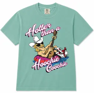 Hotter Than A Hoochie Coochie Shirt - 90s Country Music Tee - Funny Western Meme Shirt - Summer Vacation Beach Tee - Gift for Music Lovers
