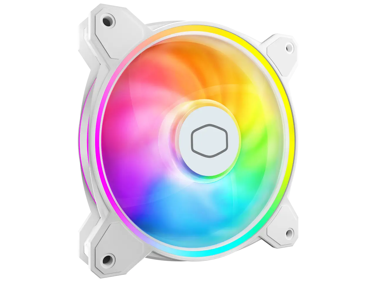 Cooler Master MasterFan MF140 Halo² White PC Case|Liquid Cooler|Air Cooler Fan, Dual Loop Gen 2 ARGB LEDs Rings, Dynamic PWM 140mm 1,600 RPM,Air Balance Blades, Hybrid Frame (MFL-B4DW-16NP2-R2)