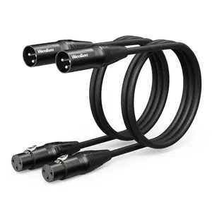 2pack-XLR Microphone Cable 10ft 2 Pack, Male to Female, Silver-Plated Copper 3-Pin, Shielded & Noise-Reducing, Flexible Mic Cable for Studio, Podcast, Stage & Live Streaming (Black)