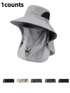 Men's UV Protection Wide-Brim Bucket Hat, Adjustable Outdoor Sun Hat for Hiking, Climbing & Fishing