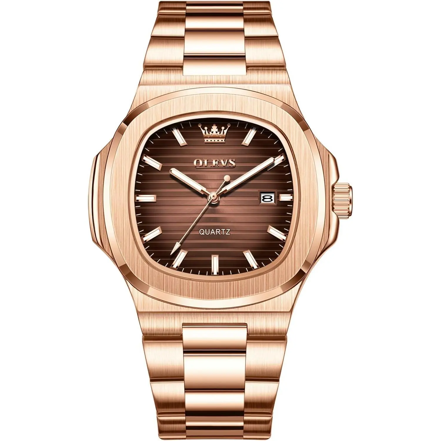 Men's Large Face Stainless Steel Watch, Classic Rose Gold Silver Tone  Octagonal Three-Hand Analog Quartz Mens Dress Watch, Luxury Easy to Read  Calendar Date Waterproof Big Wrist Watches for Men - TikTok