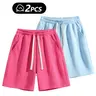 2 Pack Oversize Fleece Lined Bermuda Shorts for Women, Athletic Loose Fit Comfy Women's Joggers Sweat Shorts with Pockets Summer Minimalist Basic Baggy Womenswear Bottom summerwins