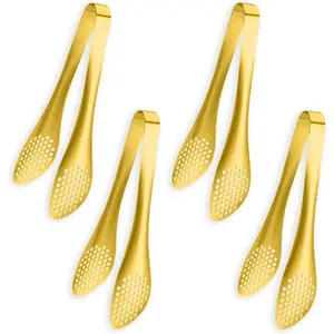 4PCS Serving Tongs Gold Tongs 9 Inch Serving Utensils Stainless Steel Serving Tongs for Salad Buffet Appetizer Dessert Tong for Food Parties (Gold) - Home Improvement.