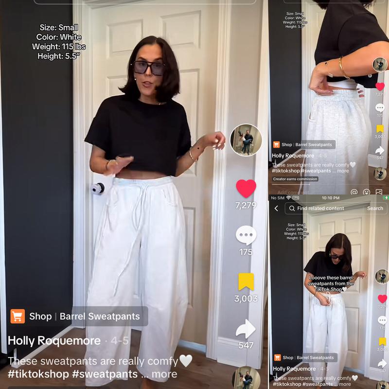 Tanming Women's Barrel Leg Pants Basic or Fleece Lined Elasticated Waist and Soft Wide Leg Pants with Pockets Casual All-Season Sweatpants