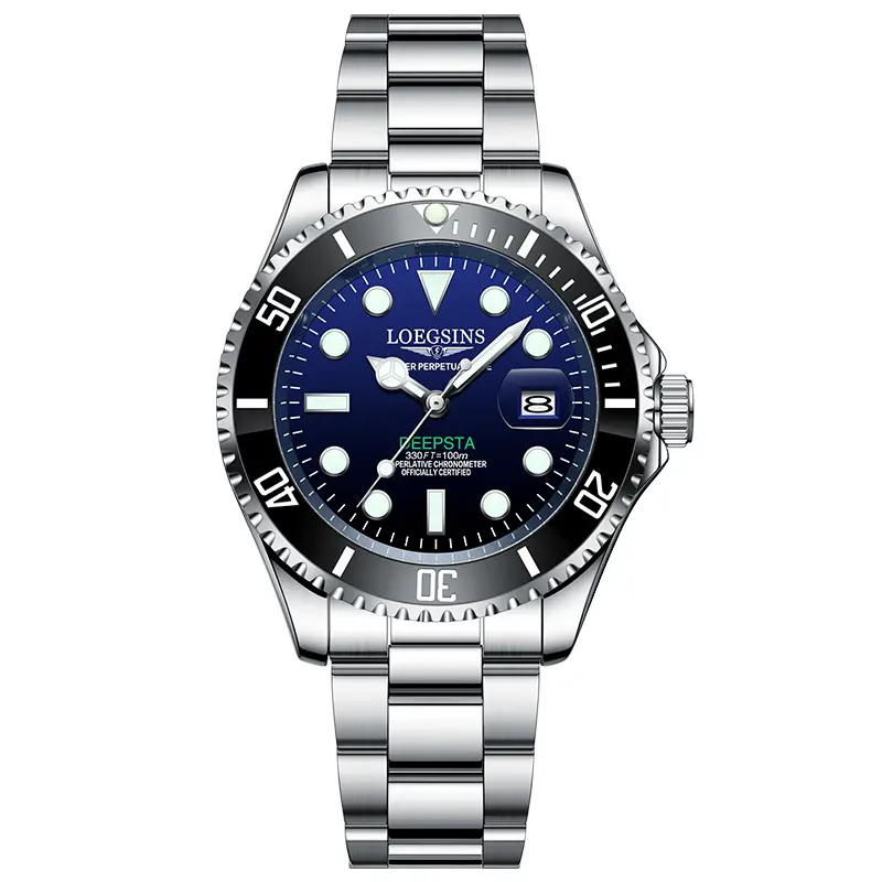 LOEGSINS Men’s Luxury Watch Model 722, Automatic Mechanical Movement, 50m Water Resistance, Luminous Display, Precise Chronograph Function, Suitable for Business and Casual Wear