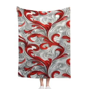 Ultra Soft Flannel Throw Blanket with Elegant Red & Grey Swirl Pattern, Lightweight Cozy All-Season Blanket for Bed, Couch, Office, Travel, Machine Washable, Stylish Home Decor for Adults & Kids, Perfect for Napping, Movie Nights and Daily Use