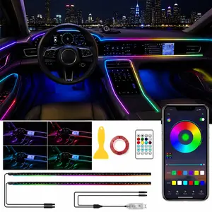 Ceesooi Smart RGB Car Interior Lights, USB Powered LED Ambient Lighting with App Control & Music Sync, 2-in-1 DIY Design (110cm+110cm), Multi-Color Atmosphere Lights for Cars & Trucks, Gift for Men & Women