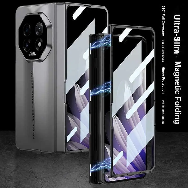 For OPPO Find N5 Foldable Screen Phone Case Ultra-Thin PC Blade-Style Niche Premium Feel Case and Film 2-in-1 Protective Cover HNL15PL