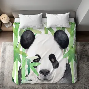 Begin Home Decor C1DCKSW0HOHRV8 Hidden Panda in Bamboo King Size Duvet Cover - Botanical Bedroom Decor