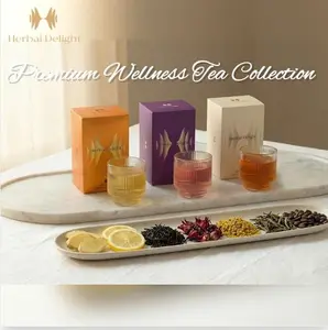 Herbal Delight 3-Flavor Tea Gift Set, Hibiscus Osmanthus White Tea, Ginger Lemon Black Tea & Coffee White Tea
