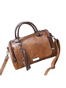 Vintage PU Saddle Bag, Casual Plain Design, Multiple Zip Pockets, Large Capacity, Crossbody Commuter Bag, All Seasons Use