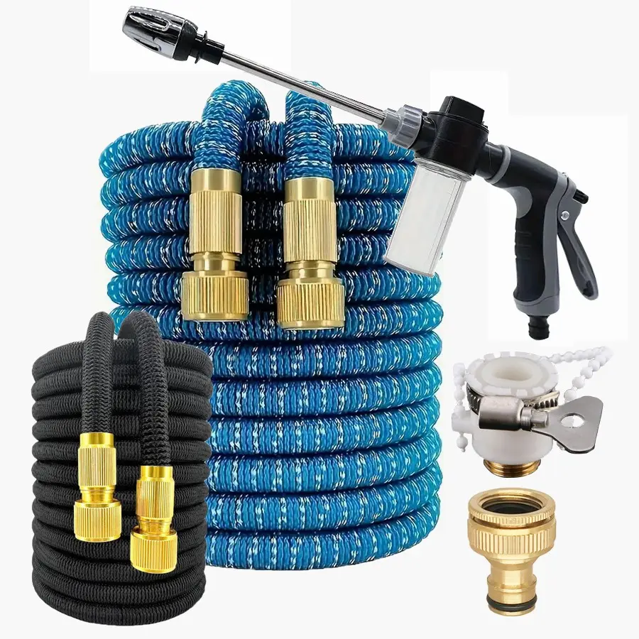 High Pressure Garden Hose, Leak Proof Hose, Expandable Water Hose, Inflatable Magic for Watering and Cleaning, 3/4 Conversion Fitting, Universal Connector