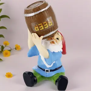 Mini Gnomes - Drinking Gnome, 4 inch Drunk Gnome for Fairy Garden, Indoor Outdoor Funny Garden Gnomes Decoration for Yard, Planter, Lawn Ornament, Patio and Home Decor