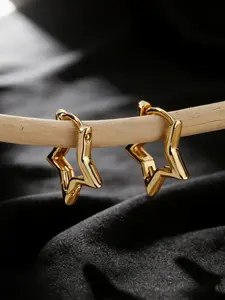 Minimalist Hollow Star Design Hoop Earrings, Casual Simple Personalized Jewelry for Women Girls, Fashion Accessory for Daily Wear