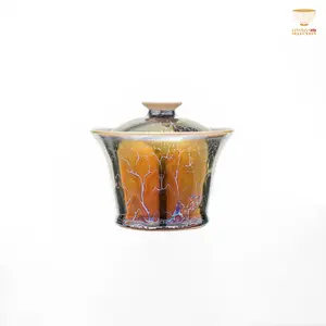 Jian Zhan “Golden Age” Teaware by Master Chen Huizhong | Iridescent Gold Glaze Master Cup, Gaiwan & Fair Cup – Handcrafted Gongfu Set | Smooth-Glazed Daily Teacup | For Zen Lifestyle Followers