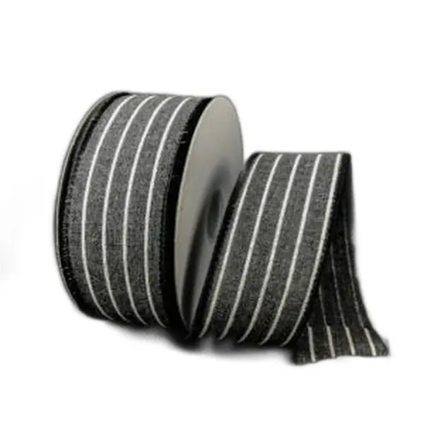 BLK STIFF LINEN/THIN CABANA STRPS, 1.5"X10Y