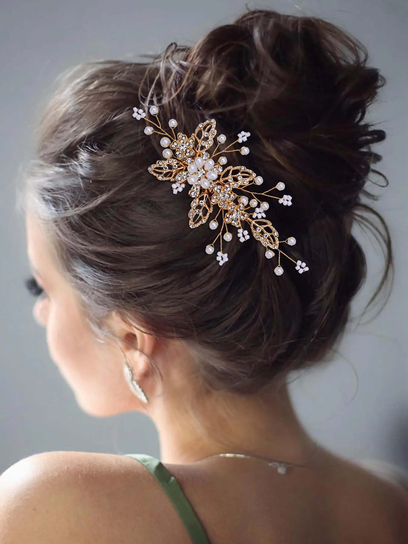 Women's Elegant Rhinestone & Faux Pearl Decorated Hair Comb, Exquisite Trendy Bridal Hair Comb, Fashionable Hair Accessories for Wedding Party Decor Hairpiece