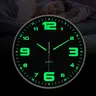 ConstantPlanet Black Glow-in-the-Dark Metal Pointer Wall Clock - 8-16 Inch Round Silent Battery-Powered Clock, Large Easy-to-Read Numbers, Home Decor Items, Decorations for Room, Christmas/Engagement Gift