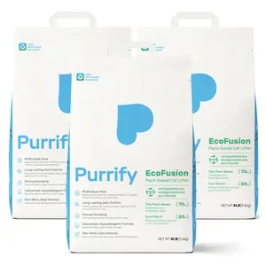 Purrify EcoFusion Cat Litter (8lb x3) – Plant-Based Formula with Corn, 99.8% Dust-Free, Tofu Cat Litter,Flushable, Easy to Scoop, Hypoallergenic and Ideal for Multi-Cat Homes, Free Scratcher Inside