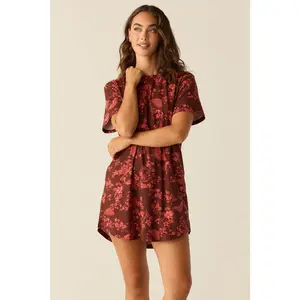 Alaina Cloud Jersey Shirt Dress in Botanical