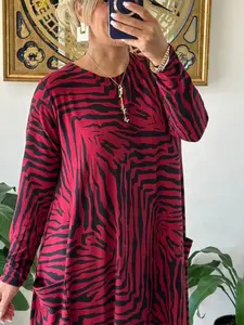 New Women's Spring Summer Fall Loose Round Neck Plus Size Long Dress, Fashion Leopard Print Dress for Casual Parties Commuting