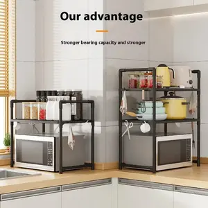 Kitchen shelves, suitable for flooring, are designed for double ovens and offer a variety of storage options for microwaves and other items - perfect for home storage.