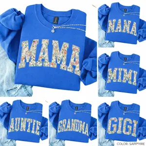 Custom Mama Sweatshirt SAPPHIRE Colors – Personalized Floral Family Shirt – Mother’s Day Gift for Grandma, Nana, Mimi, Gigi , Mothers Day Gift