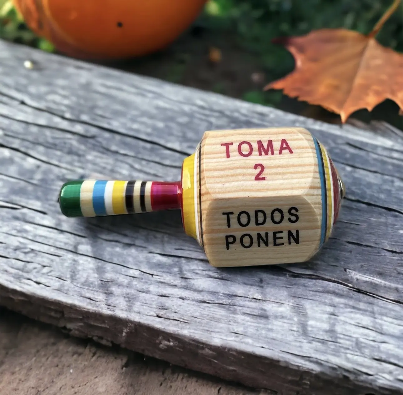 Wooden Toma Todo Spinner Game, Family-Friendly Board Game for Casual Play