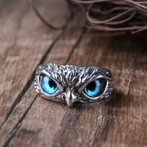 Fimewon Luminous Owl Ring - Adjustable Strap, Night Glow Effect, Exquisite Jewelry, Party & Daily Wear, Hip Hop Fashion, Gift for Friends, Jewelry Gift , Green Glow at Night, Blue Day,Valentine's Gifts Craftsmanship Blue Ring engagement rings toe rings