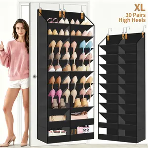 Holds up to 30 pairs of heels over the Door Shoe Organizer, Clear Pockets Hanging Shoe Storage for Closet, 10-Tier Door Shoes Rack, Handing Shoes Holder Fit All the Family's Sneakers, Boots, Heels